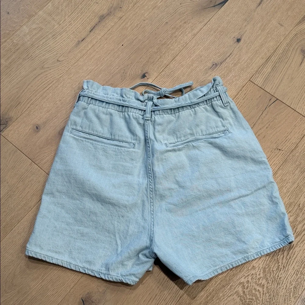 rag & bone Light Indigo Linen Tie Shorts Size 29 Cotton Linen Blend High Rise - Picture 10 of 10